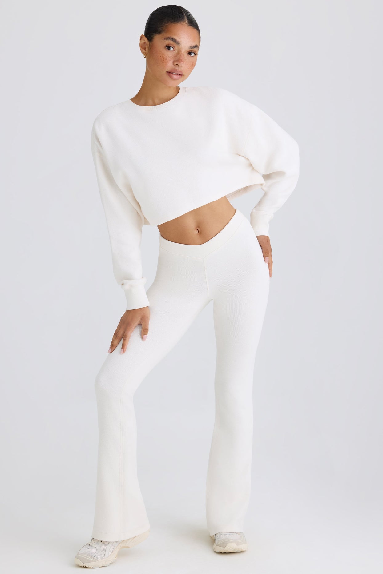Petite Flared Trousers in White