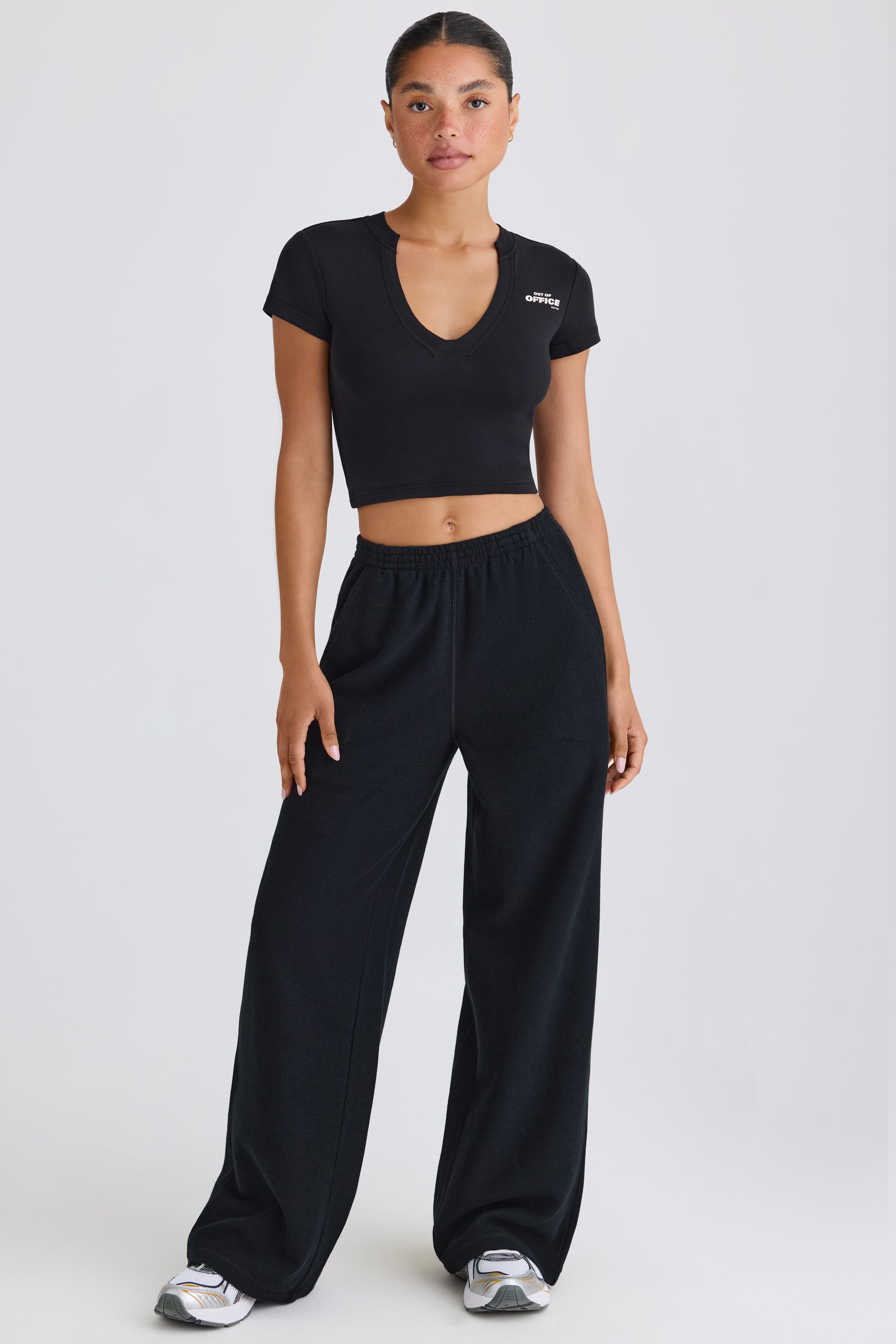 Petite Straight-Leg Joggers in Black