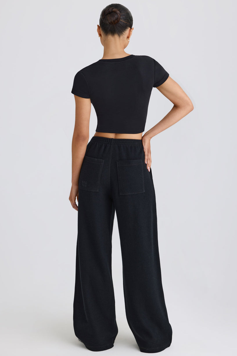Textured Cotton Jersey Straight-Leg Joggers in Black - 2