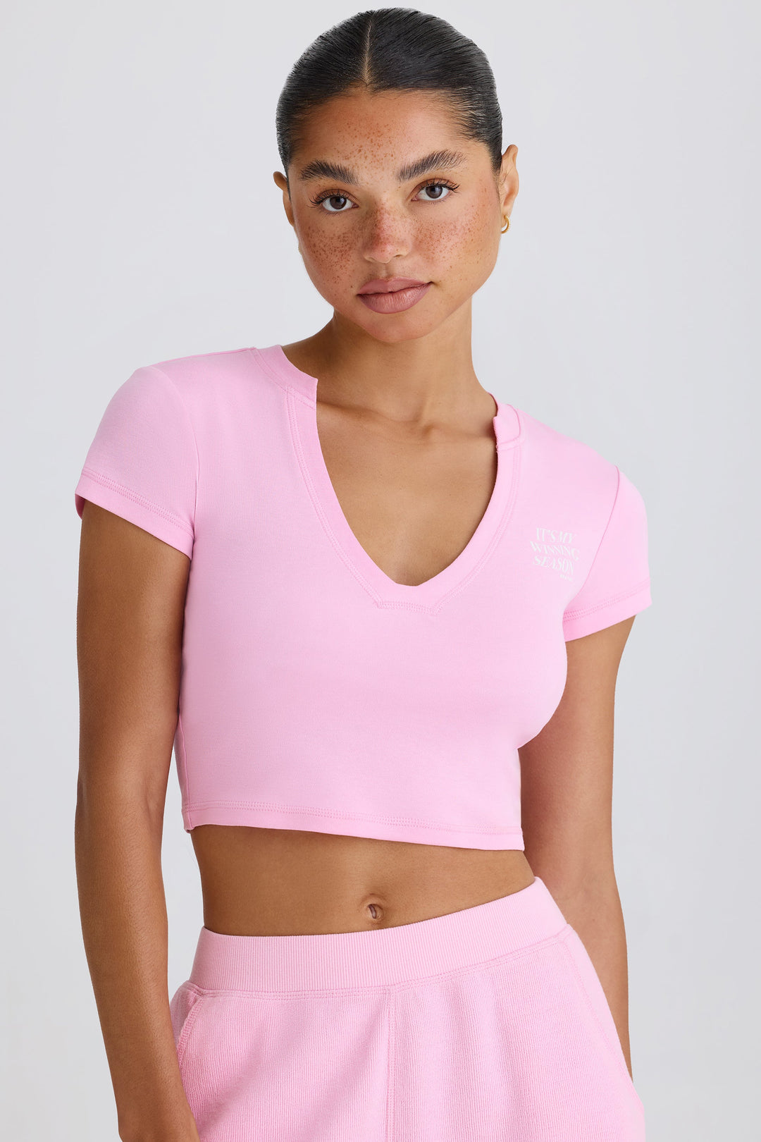 Dirty Pote Pink Printed Fitted Crop T-shirt main image 0