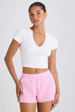 Graphic-Print Cropped T-Shirt in White