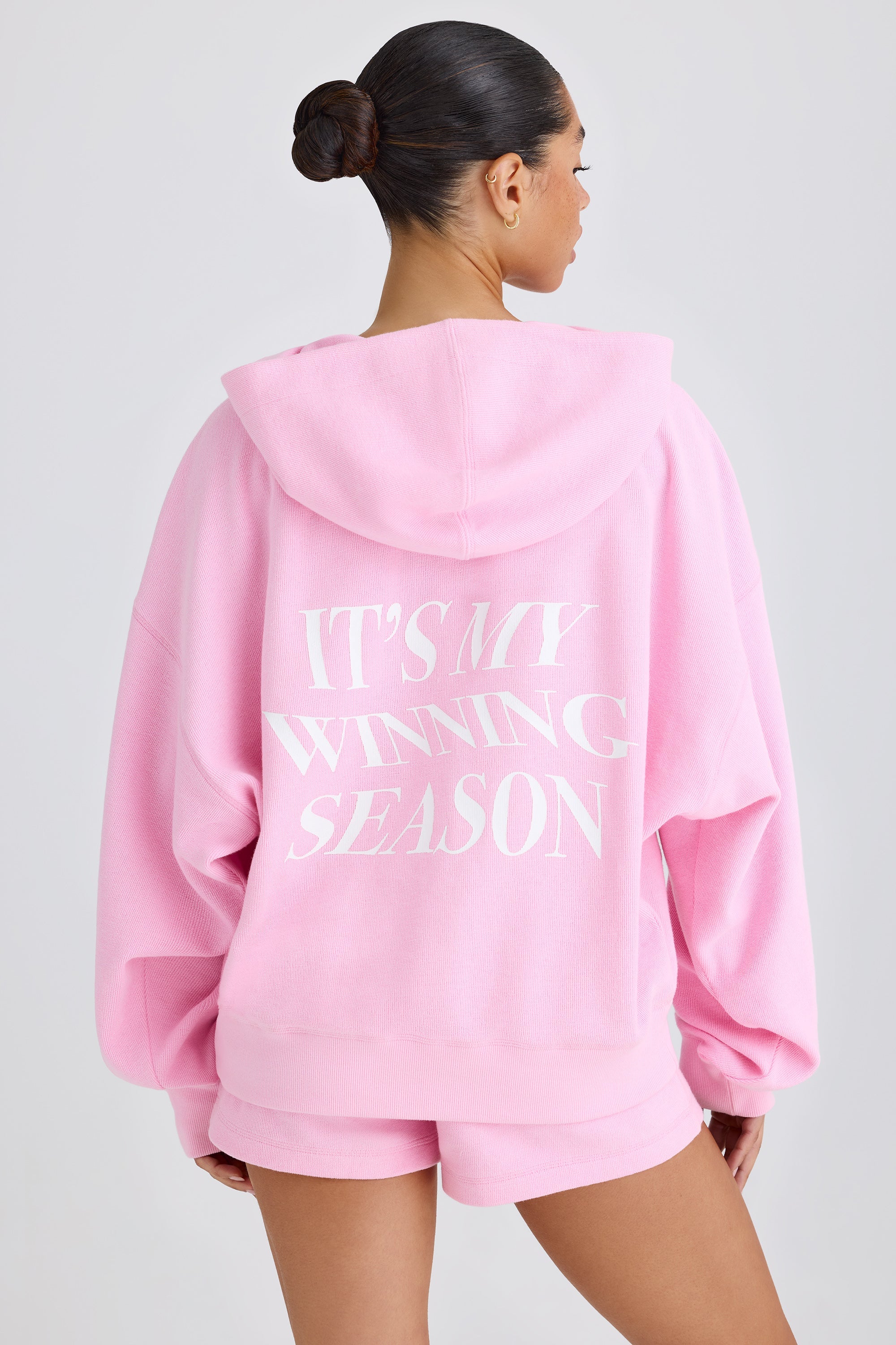 Graphic-Print Hoodie in Bubblegum Pink