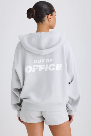 Textured Cotton Jersey Graphic Print Hoodie in Pacific Grey