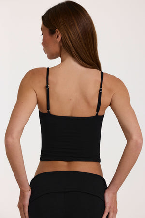 Modal Cropped Tank Top in Black