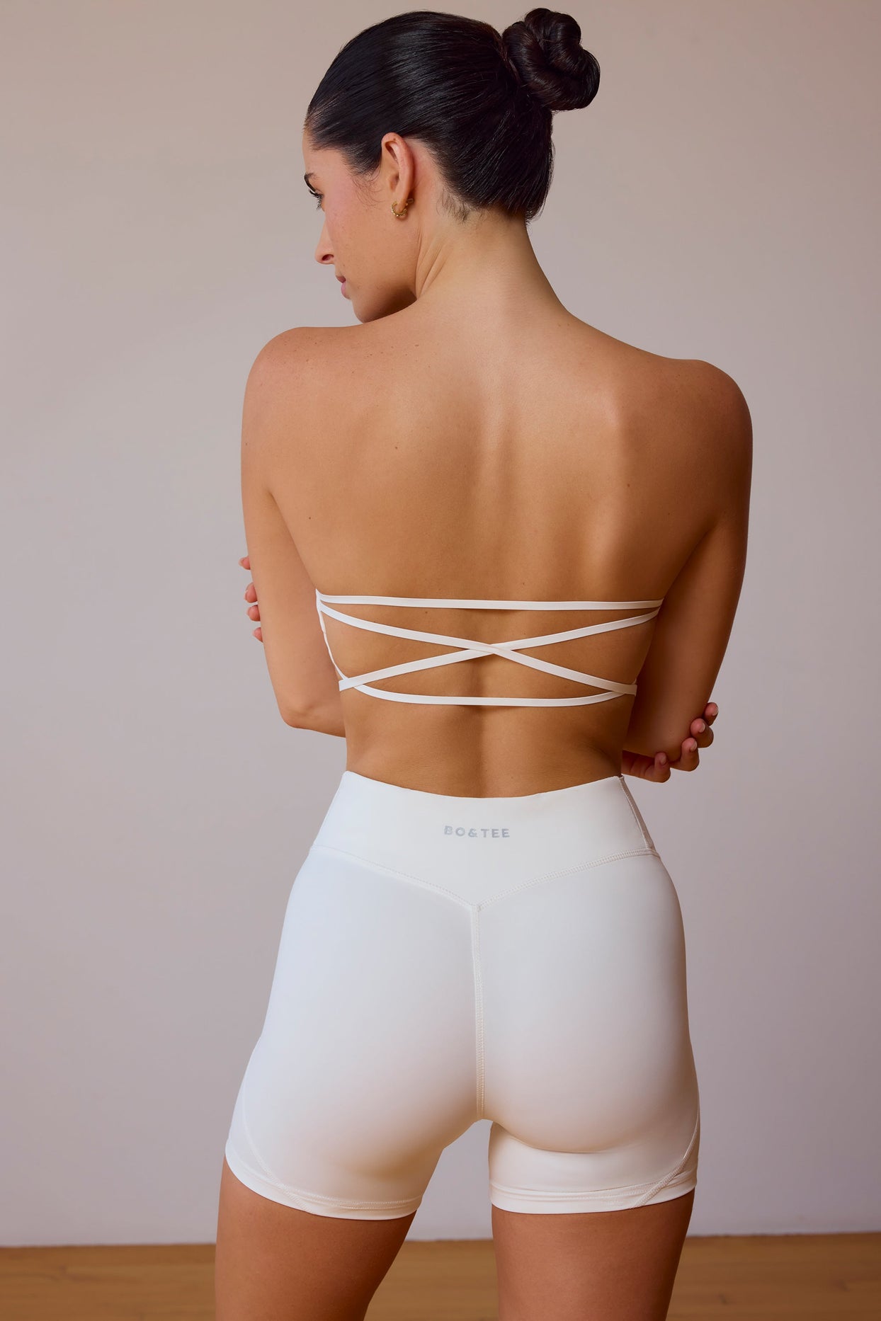 UltraFlex Cross-Back Bandeau Bra in Soft White