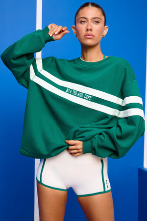 Soft Loopback Jersey Oversized Sweatshirt in Varsity Green