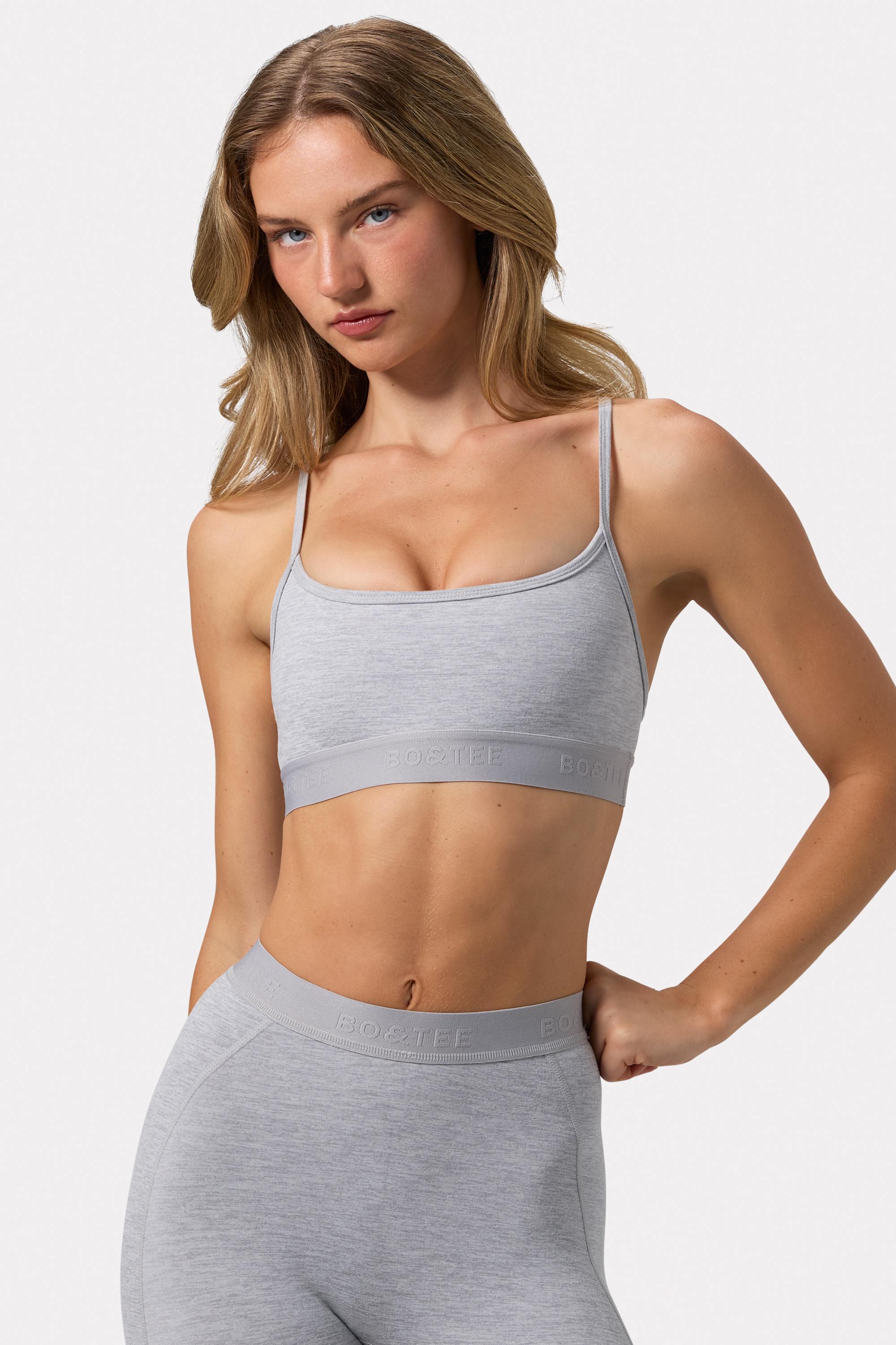 Soft Active Cross-Back Sports Bra in Grey Marl