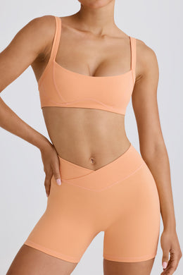 Soft Active Crossover Mini Shorts in Peach
