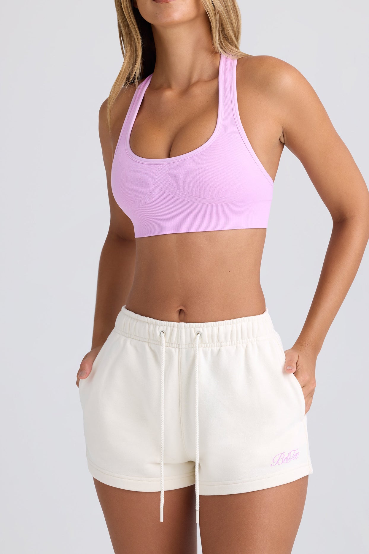 Mid-Rise Sweat Shorts in Eggshell