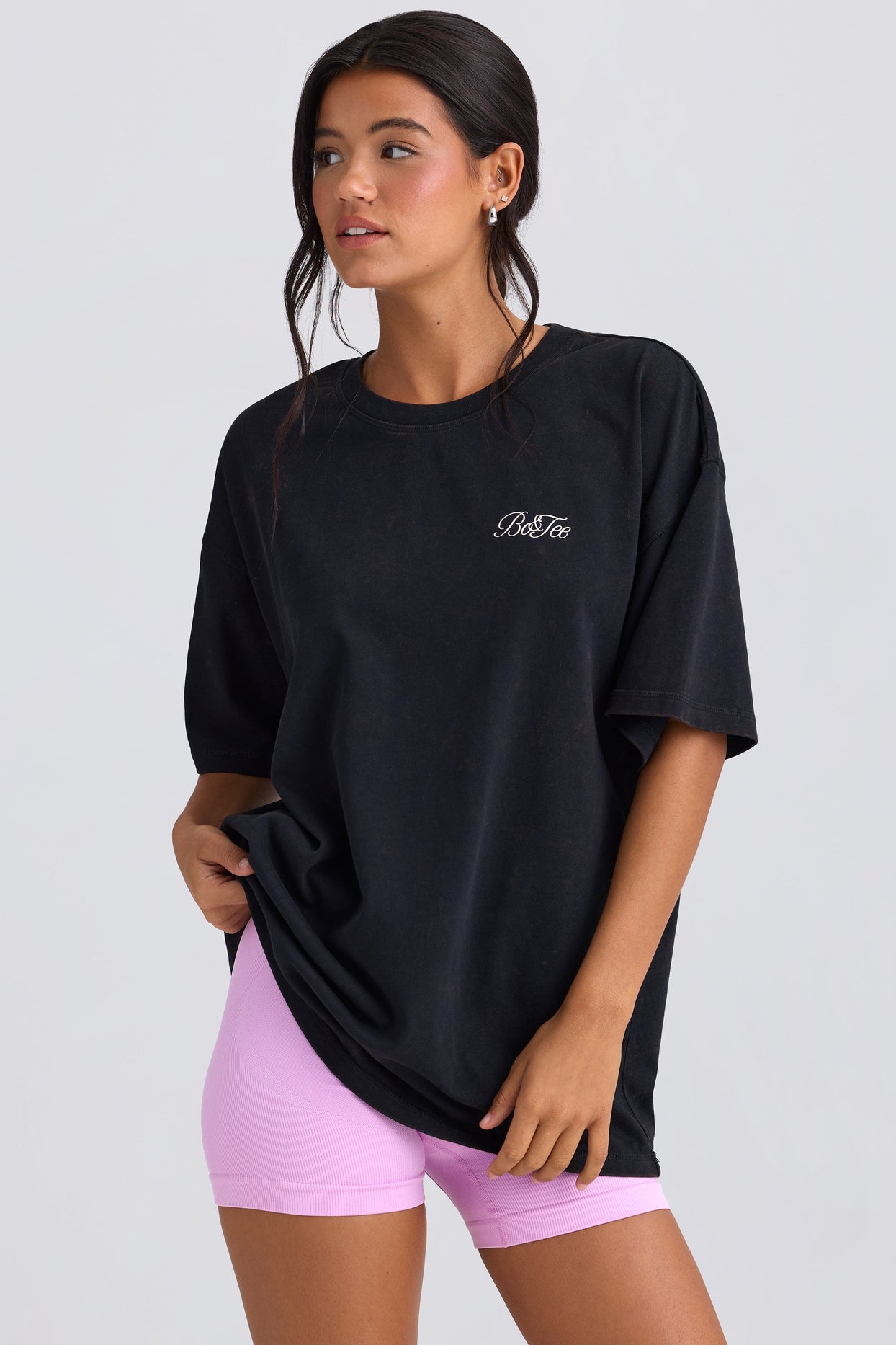 Oversized Short-Sleeve T-Shirt in Black