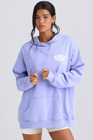 Heavyweight Brushed Fleece Oversized Hoodie in Periwinkle