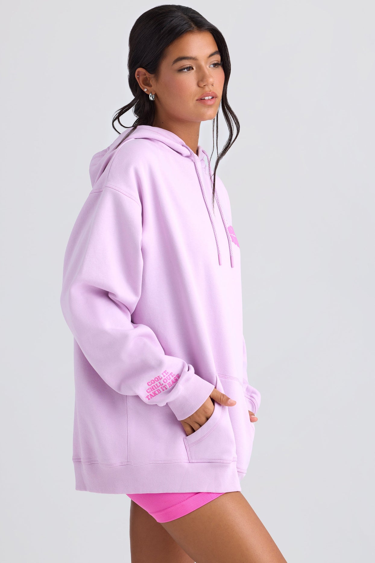 Oversized Hoodie in Violet Pink