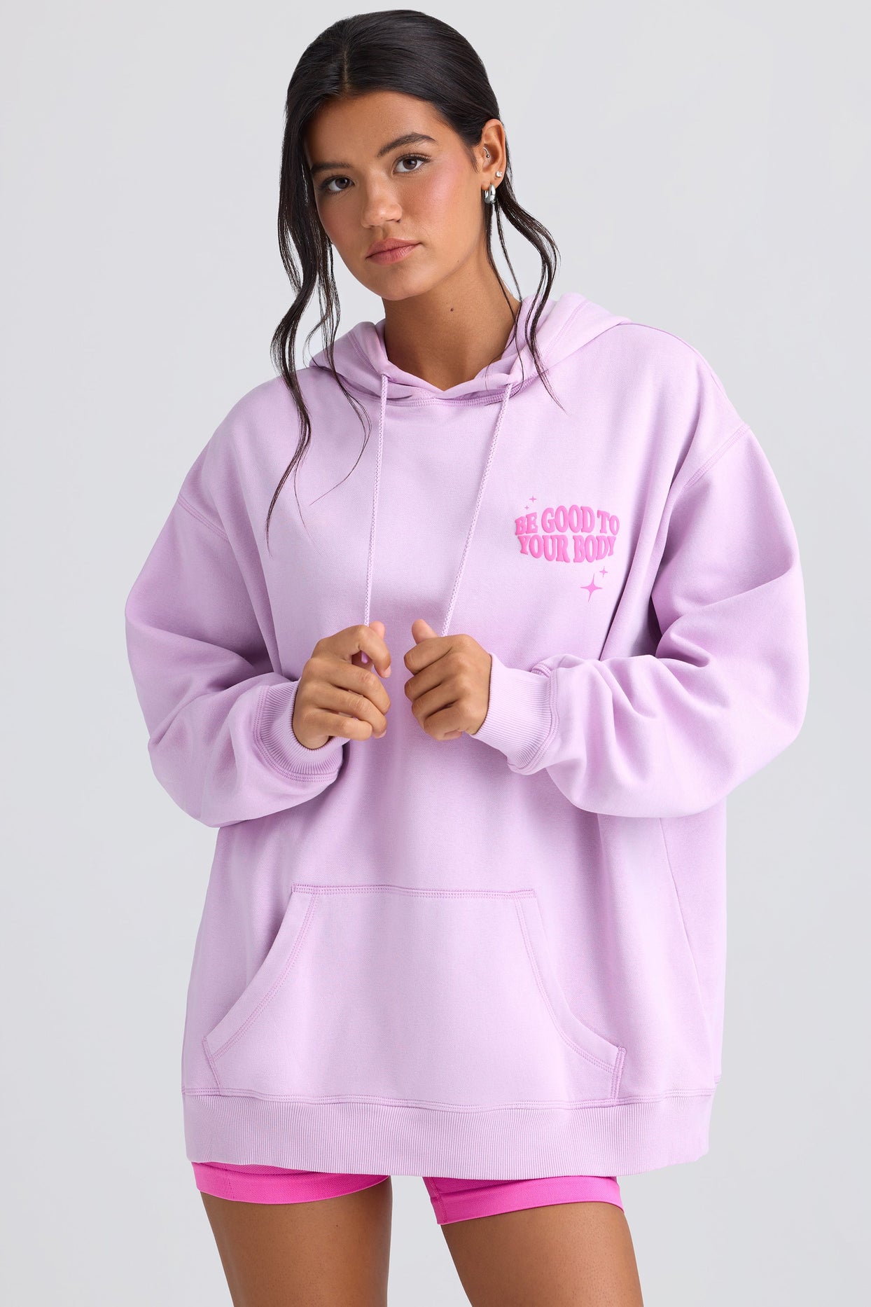 Oversized Hoodie in Violet Pink