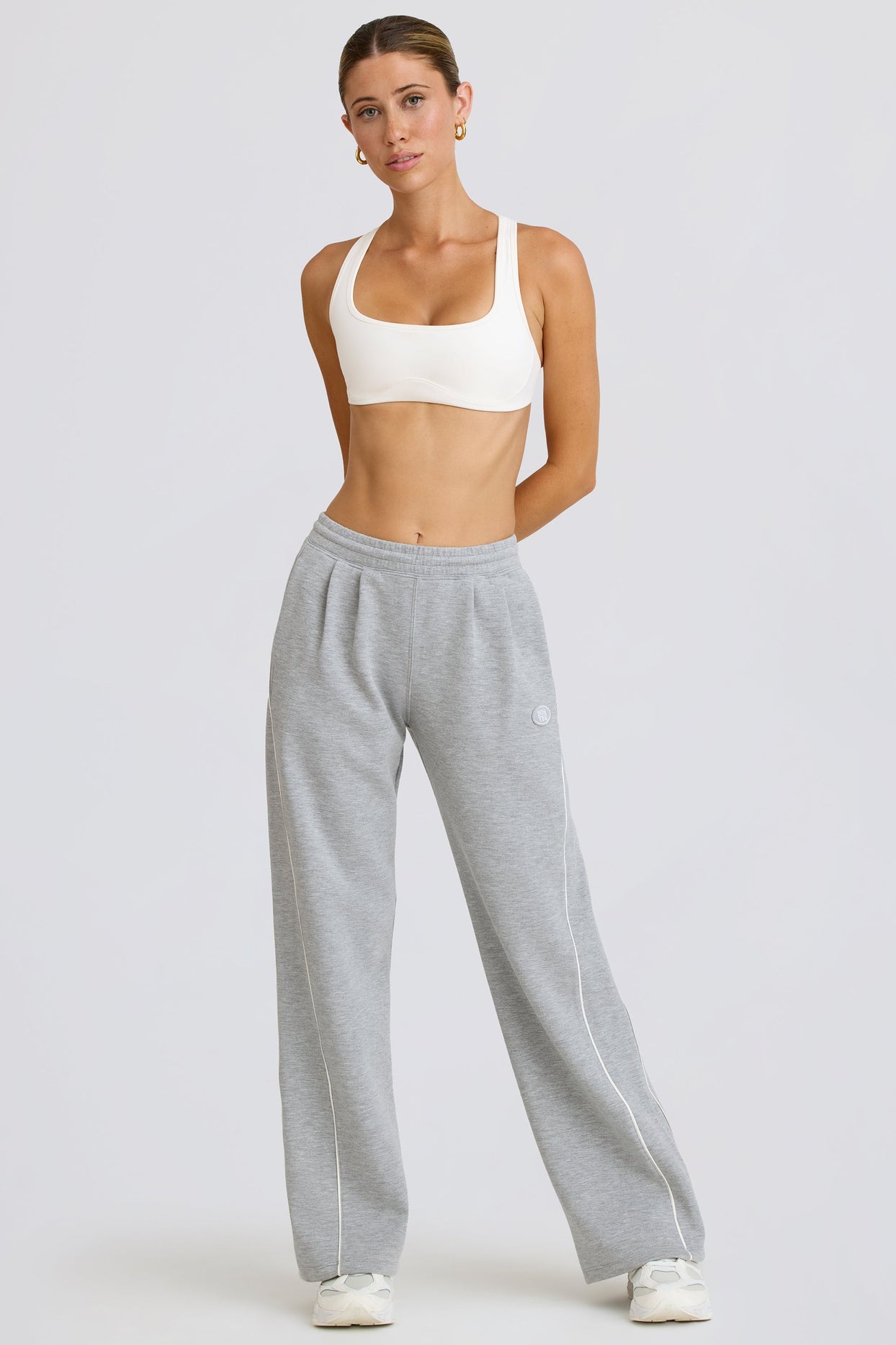 Petite Mid-Rise Straight-Leg Joggers in Grey Marl