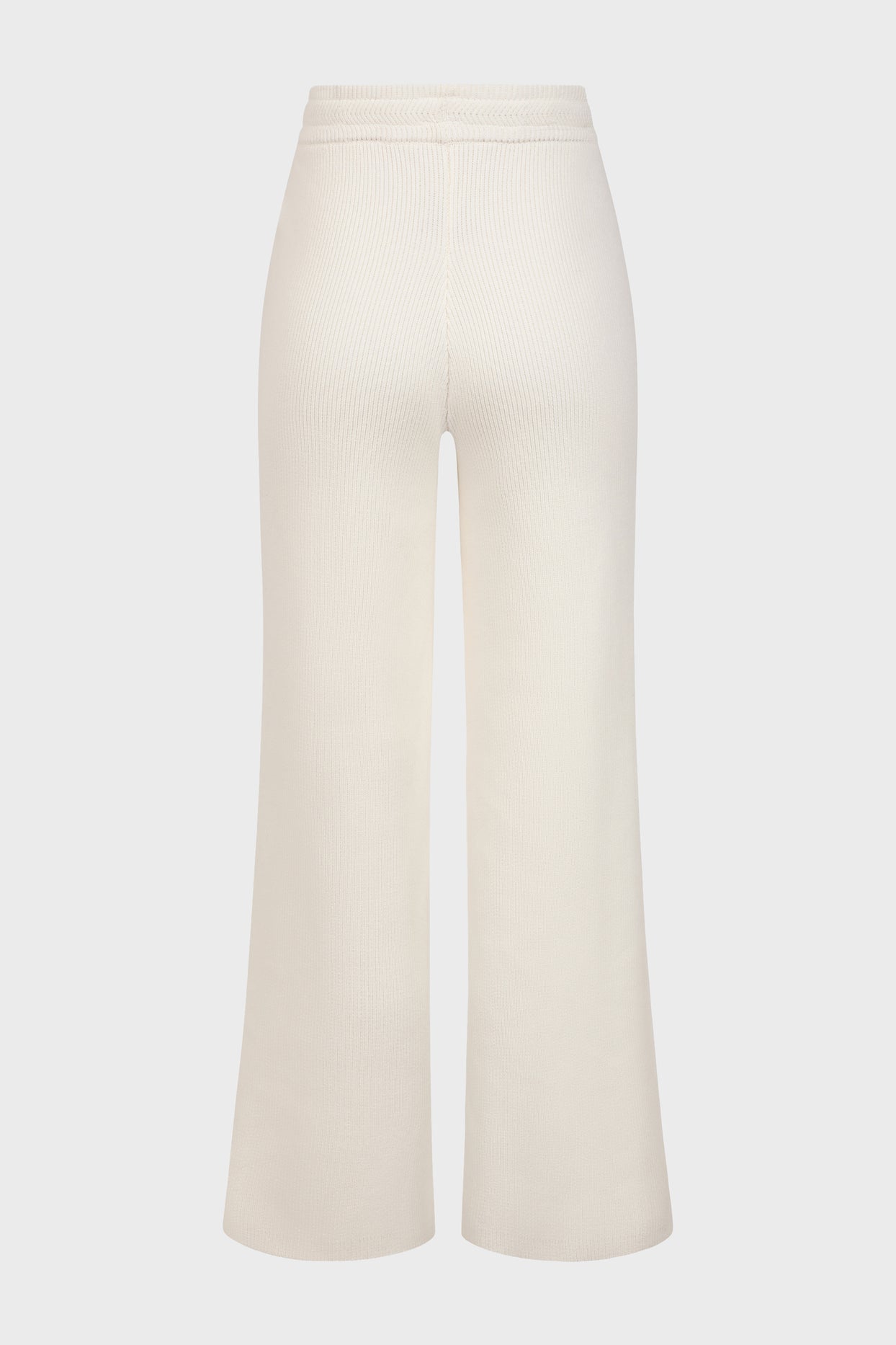 Ribbed Knit Wide-Leg Joggers in Ivory - 4