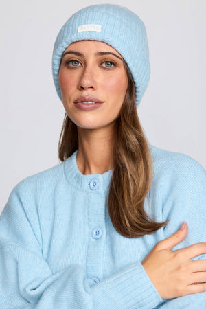 Ribbed Knit Beanie Hat in Powder Blue