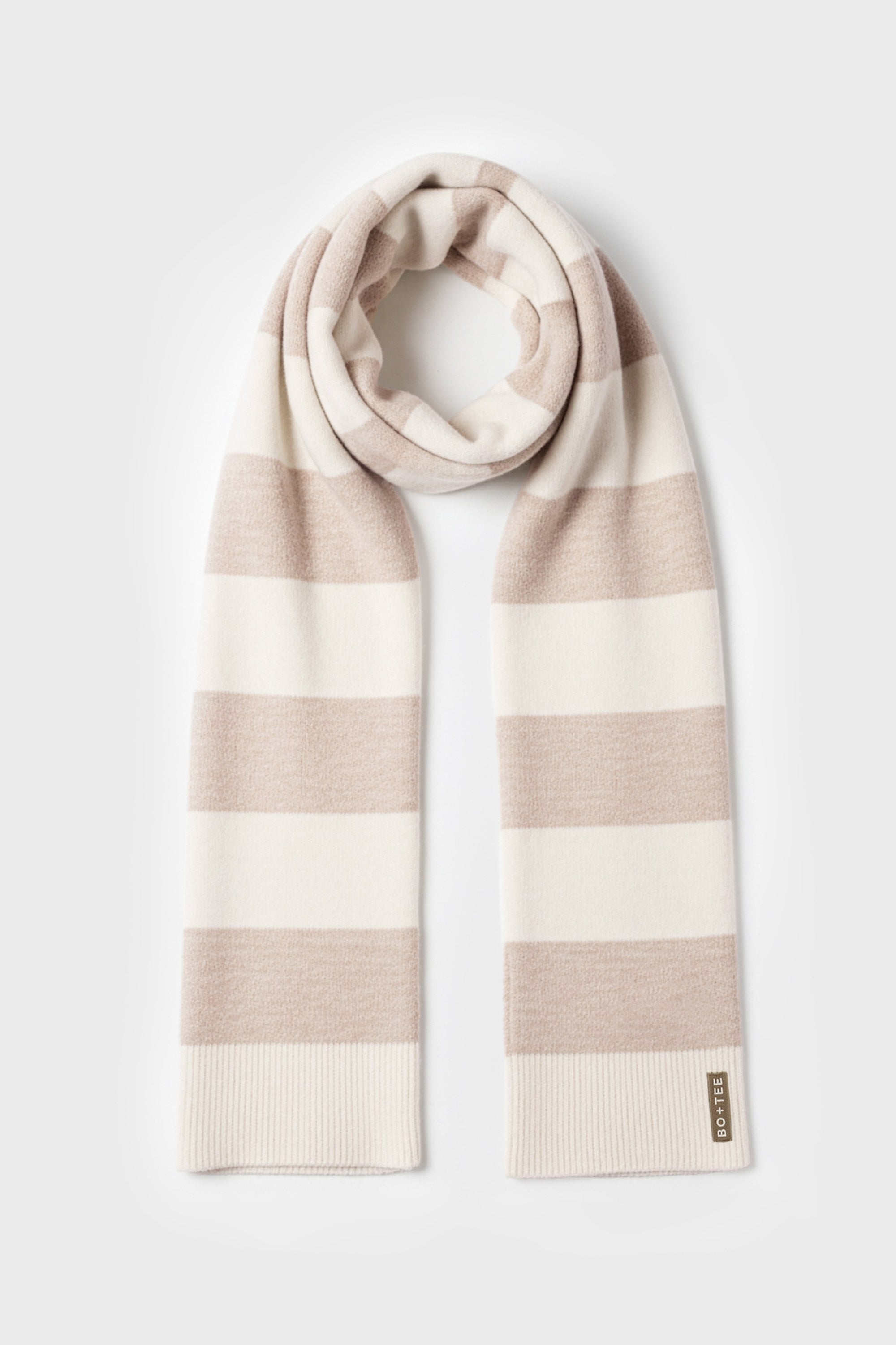 Knitted Striped Scarf in Ivory