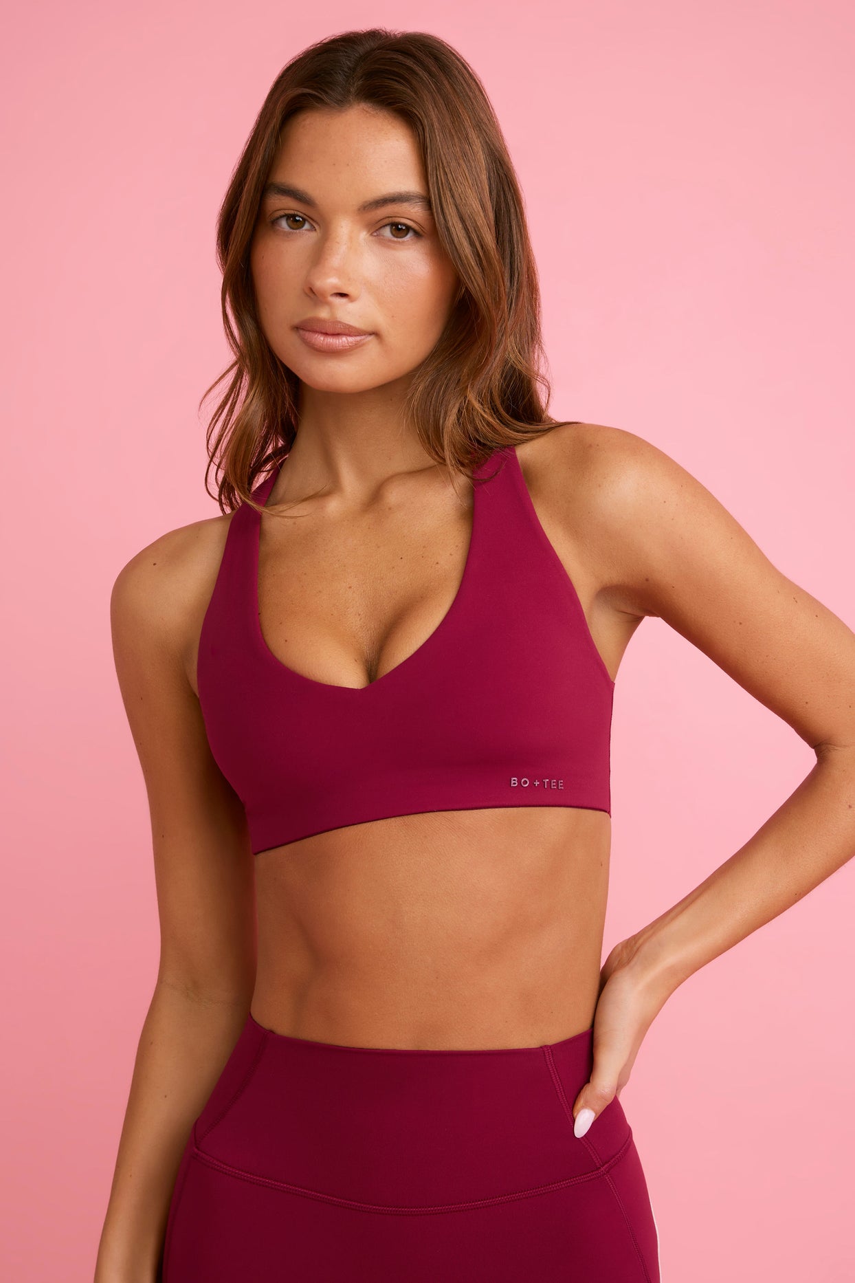 Soft Active Low-Impact Sports Bra in Burgundy - 2