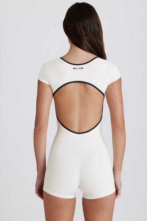 Soft Active Open-Back Unitard in Ivory