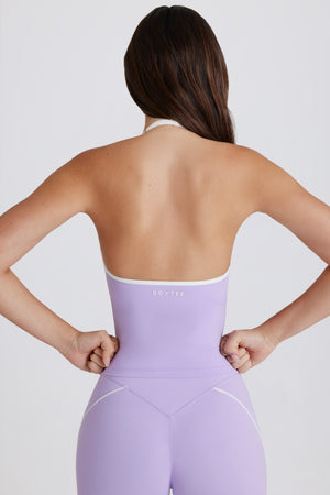 Soft Active V-Neck Halterneck Top in Lilac
