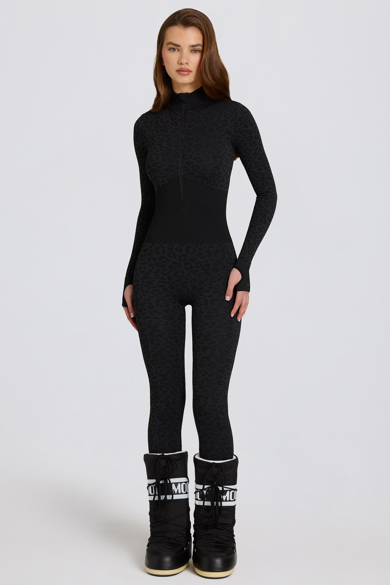 Thermal Base-Layer Jumpsuit in Black Leopard - 7