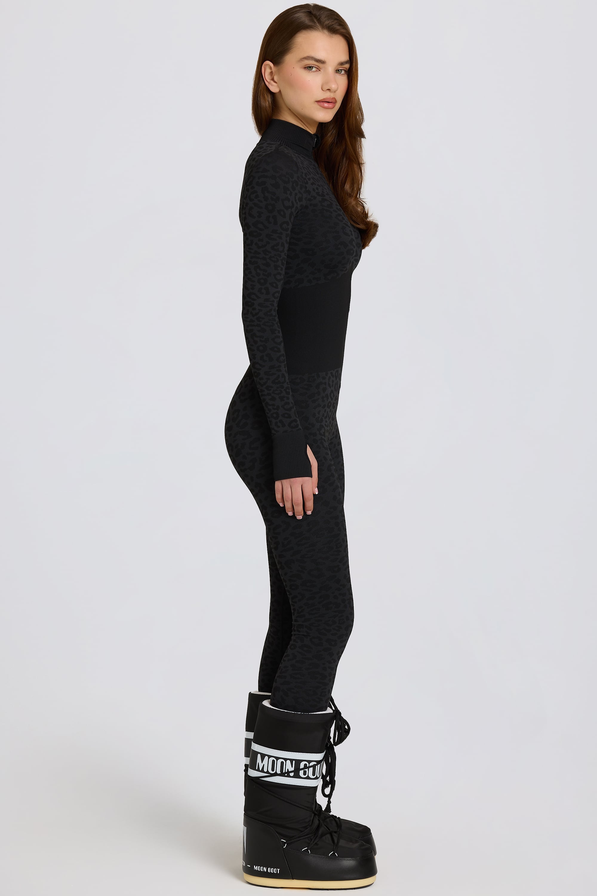 Thermal Base-Layer Jumpsuit in Black Leopard
