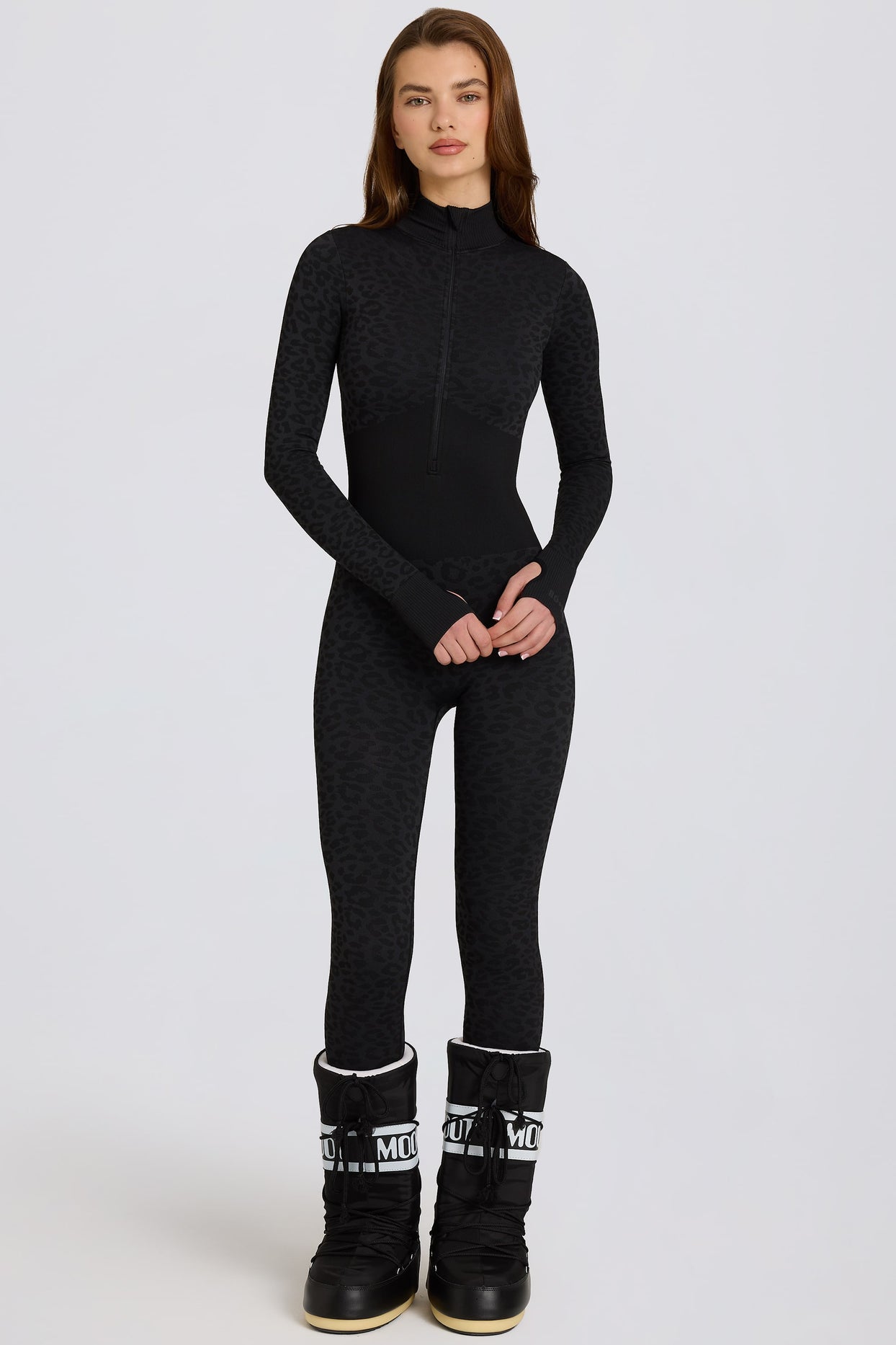 Thermal Base-Layer Jumpsuit in Black Leopard - 1