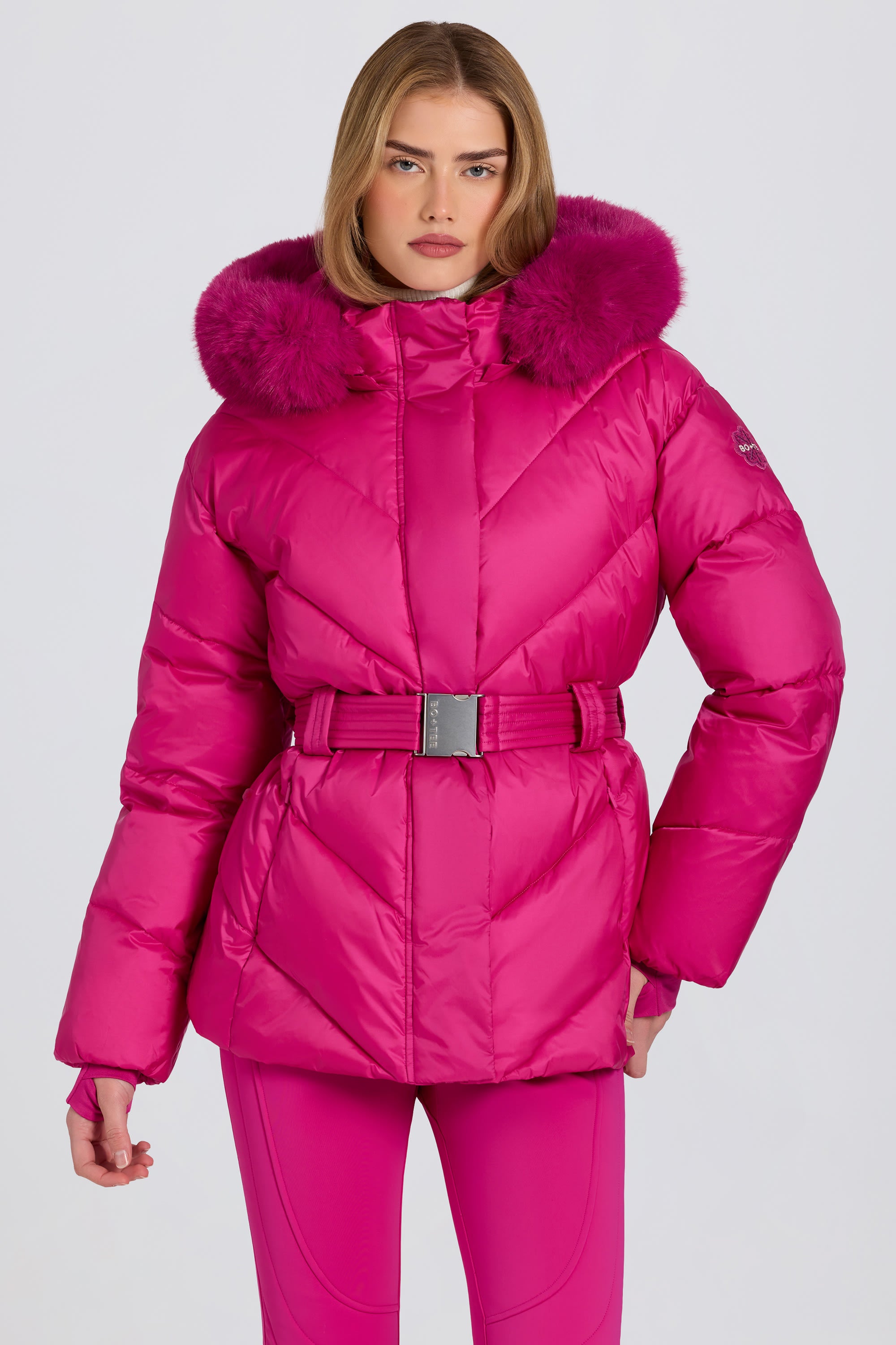 17426✨ヘルノ ボトルネック ジップ ダウンジャケット 38 M ピンク系 Waterproof Faux-Fur Hood Ski Jacket in Magenta Pink | Bo+Tee – Oh