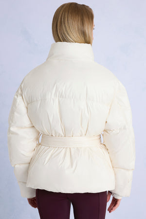 Waterproof Belted Oversized Ski Jacket in Ice