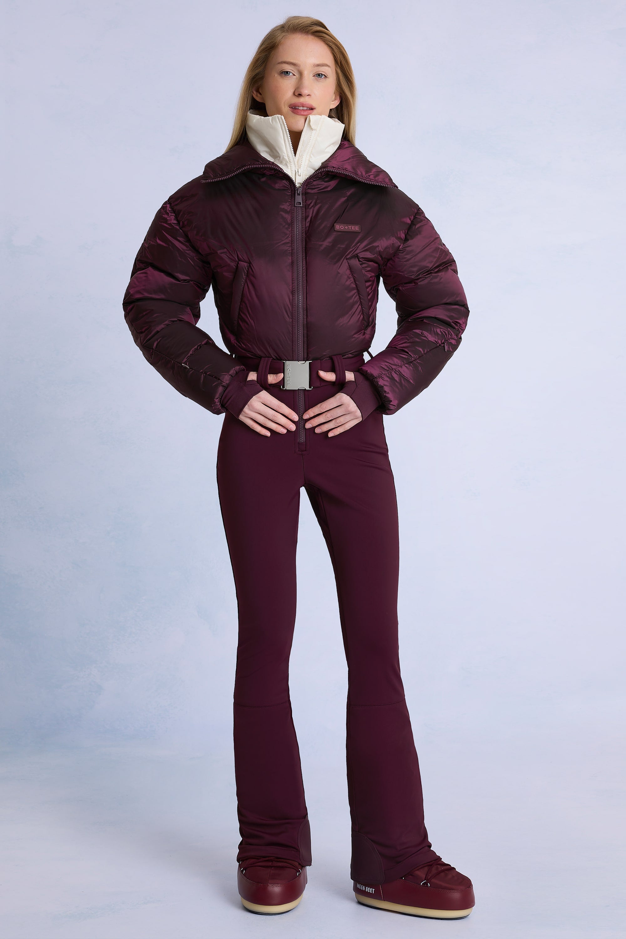 Waterproof Belted Layered Ski Suit in Burgundy | Bo+Tee – Oh Polly US