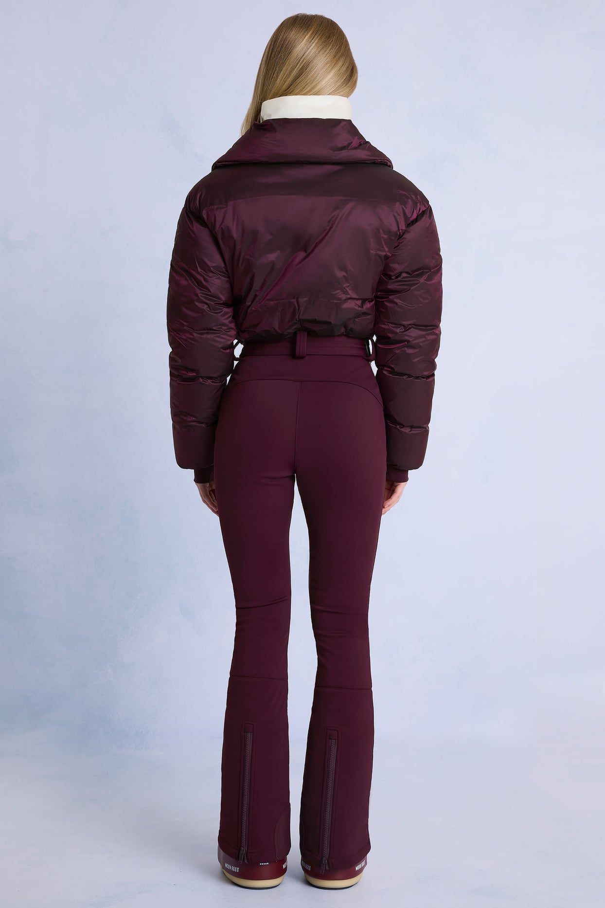 Waterproof Belted Layered Ski Suit in Burgundy - 2