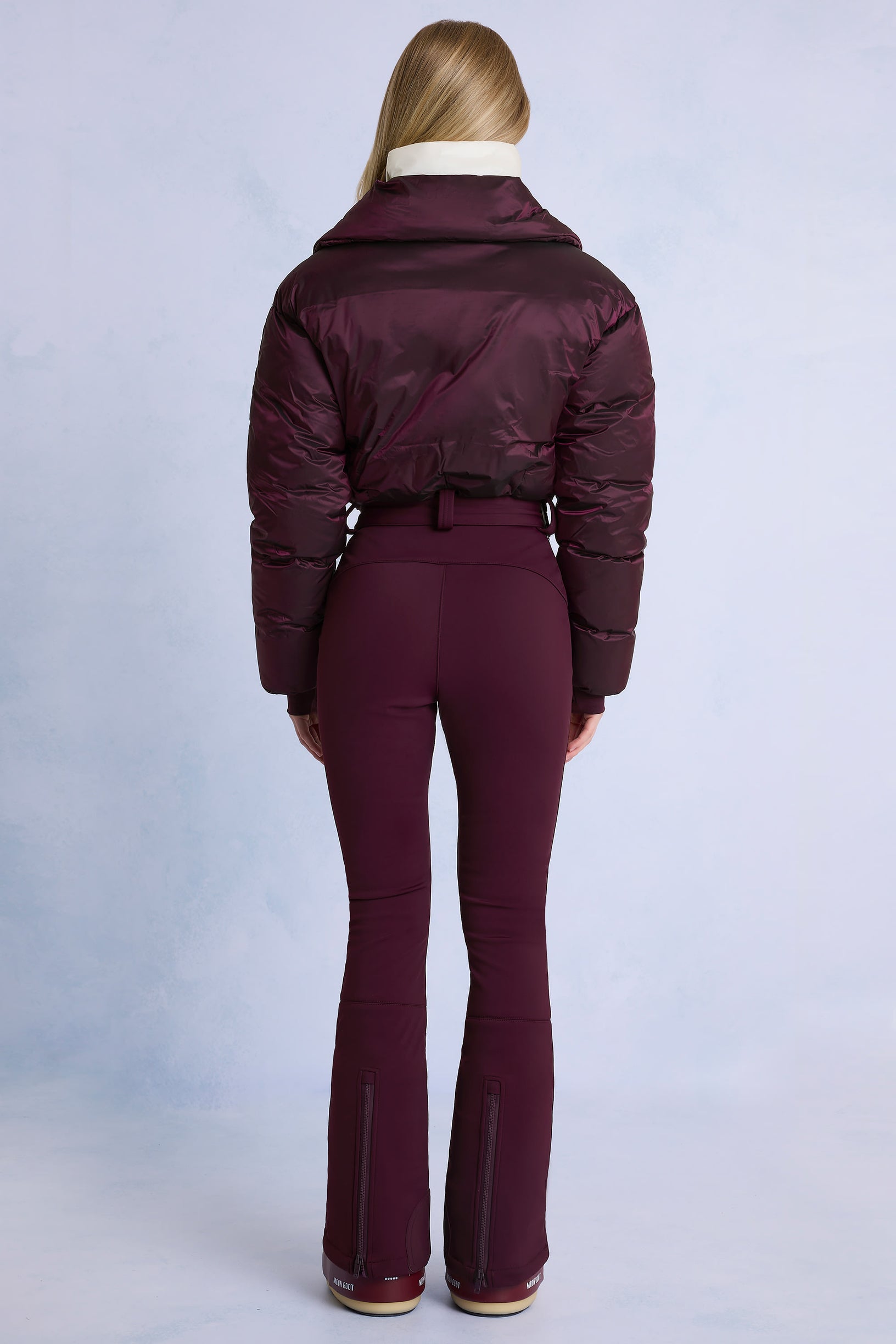 Waterproof Belted Layered Ski Suit in Burgundy - 2