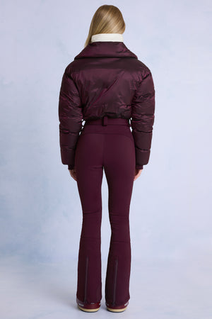 Waterproof Belted Layered Ski Suit in Burgundy
