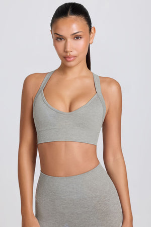 Super Sculpt Seamless Crossback Sports Bra in Grey Marl