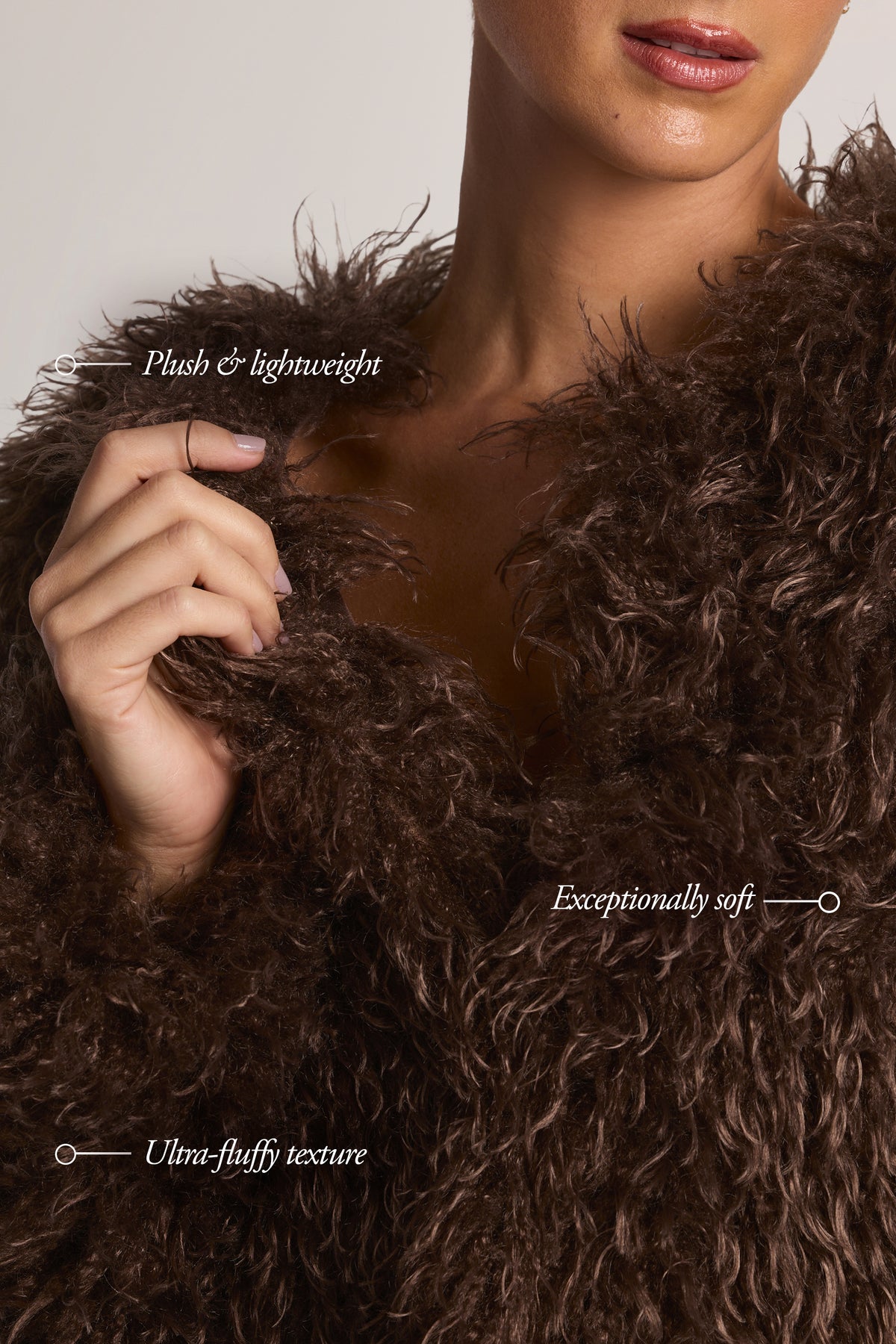 Mongolian Fur Jacket in Chocolate Brown - 1