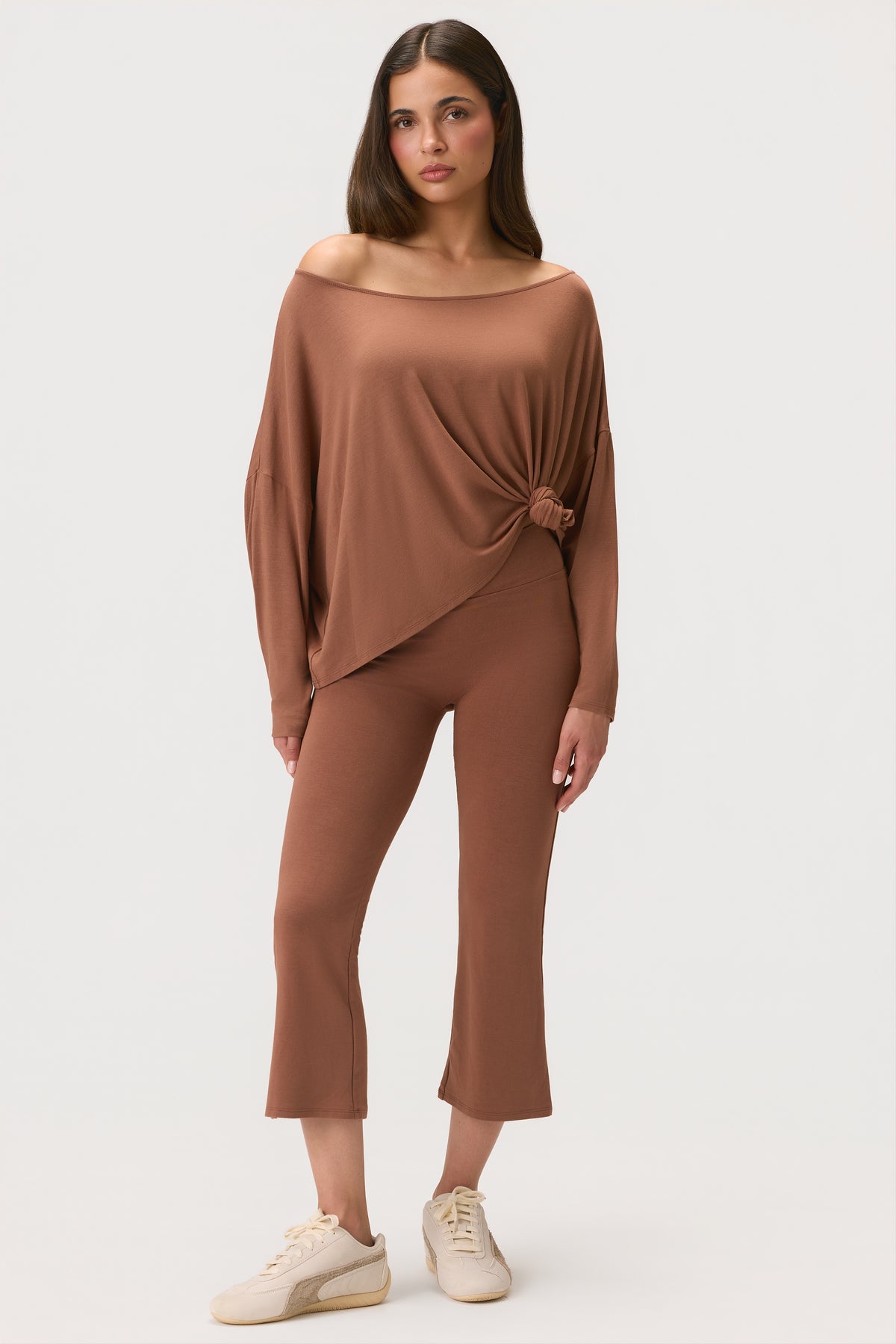 ButterCloud™ Slouchy Off-Shoulder Top in Cocoa