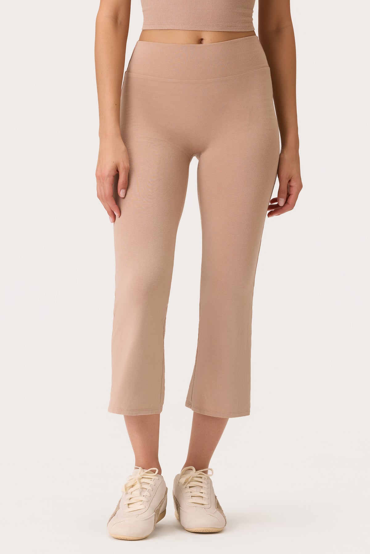 ButterCloud™ Flared Capri Leggings in Oatmeal