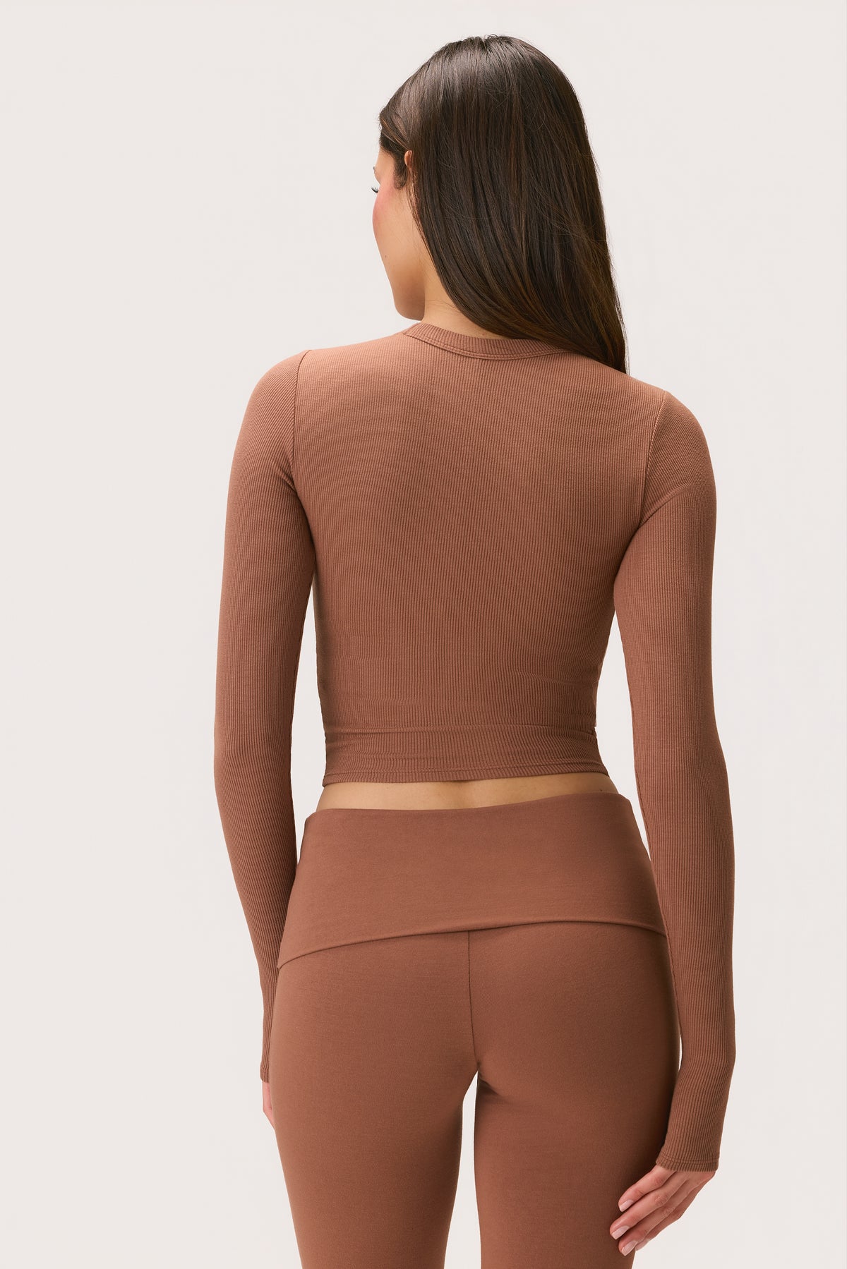 ButterCloud™ Long-Sleeve Crop Top in Cocoa - 2