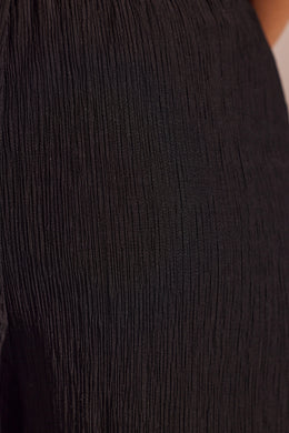 Crinkle Textured Beach Trousers in Black
