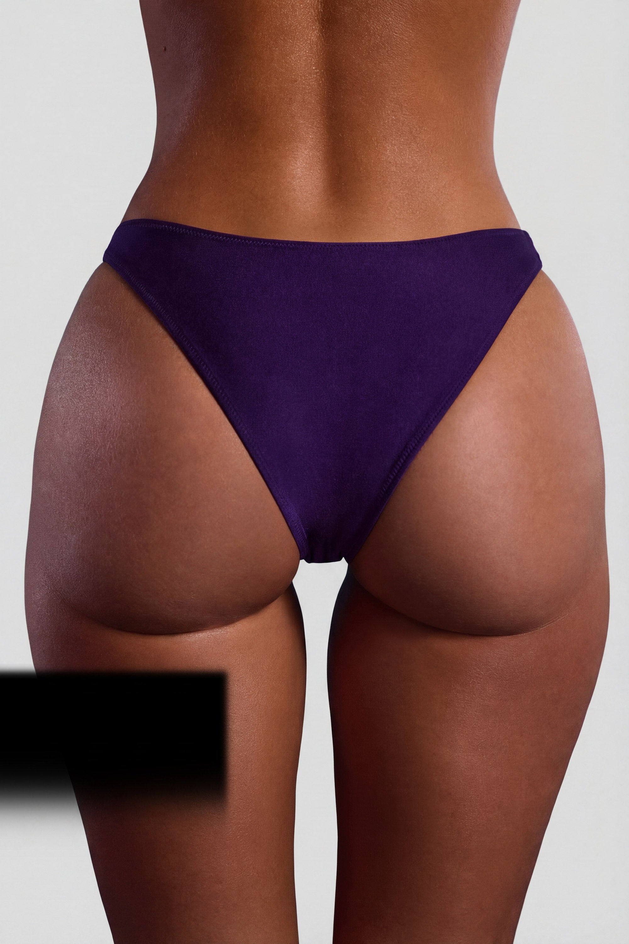 Bead-Embellished High-Leg Cheeky Bikini Bottoms in Deep Purple