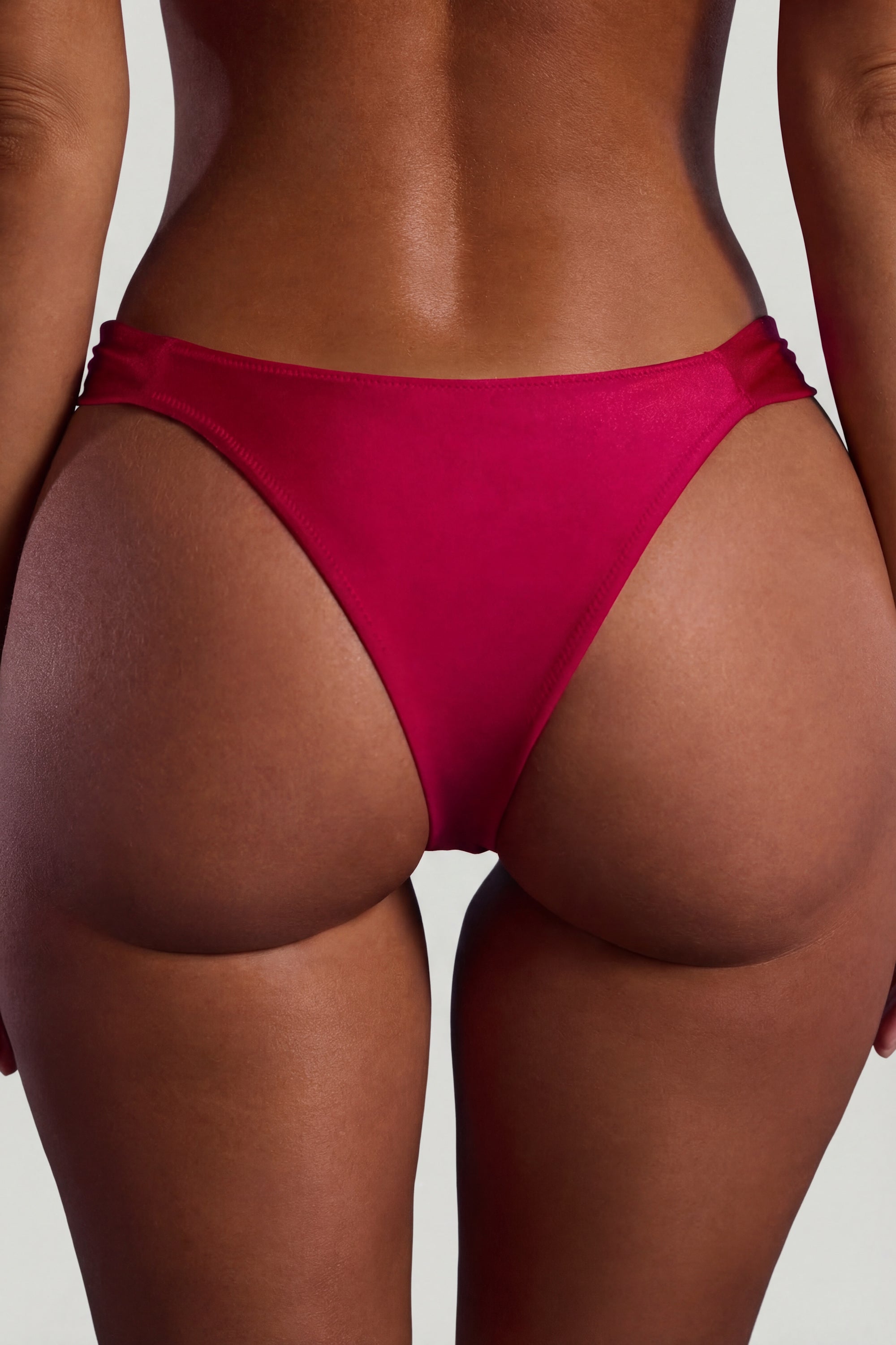 Bead-Embellished Wide-Strap Cheeky Bikini Bottoms in Raspberry Pink
