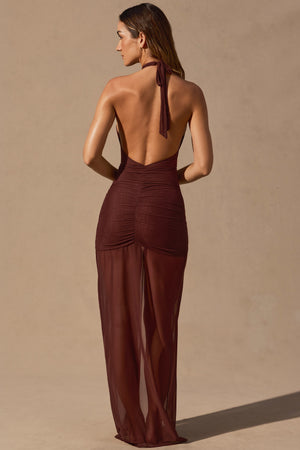 Caicos Cut-Out Halterneck Maxi Dress in Espresso Brown | Oh Polly Swim Caicos Cut-Out Halterneck Maxi Dress in Espresso Brown | Oh Polly Swim