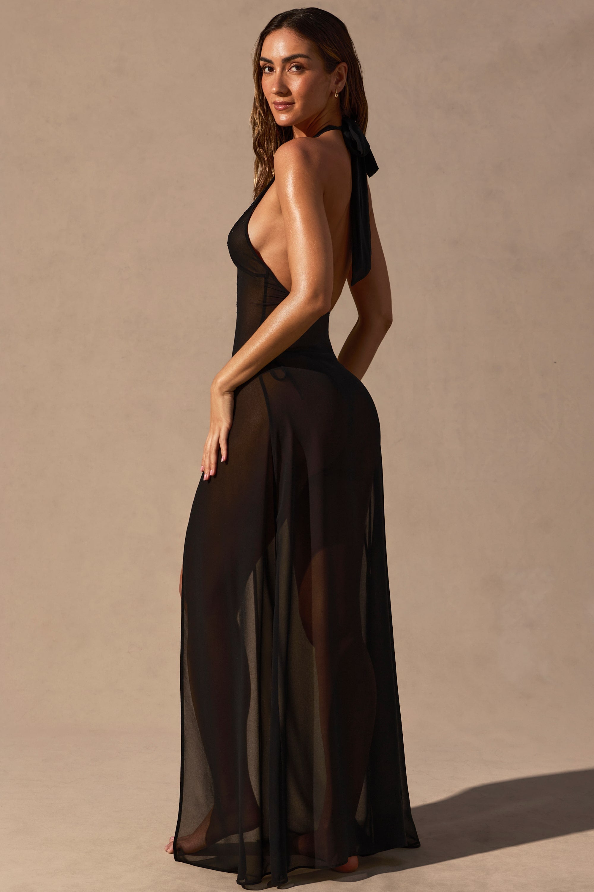 Coralie Halterneck Maxi Dress in Black
