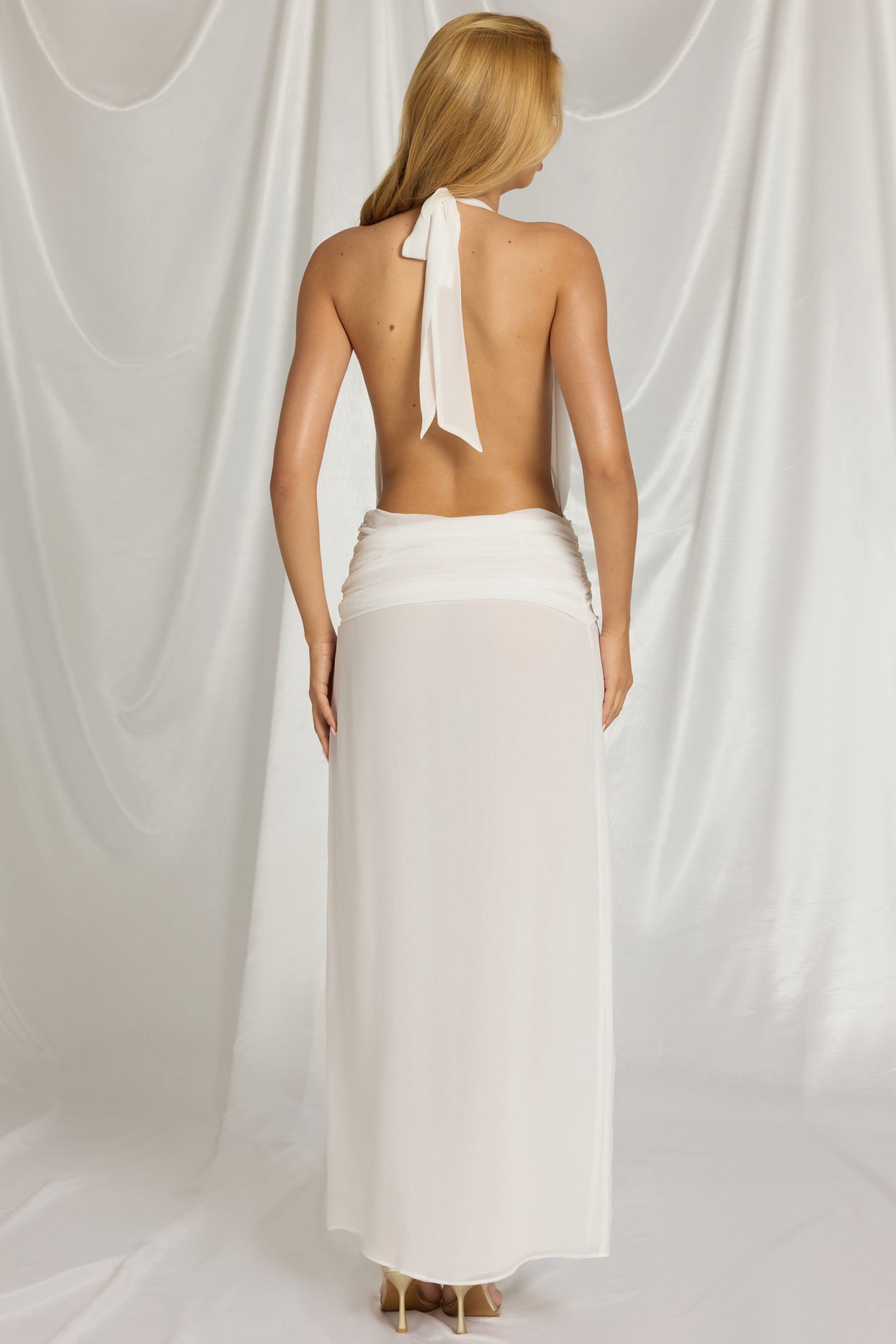 Halterneck Maxi Dress in White - 6