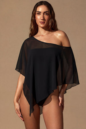 Sheer Poncho in Black