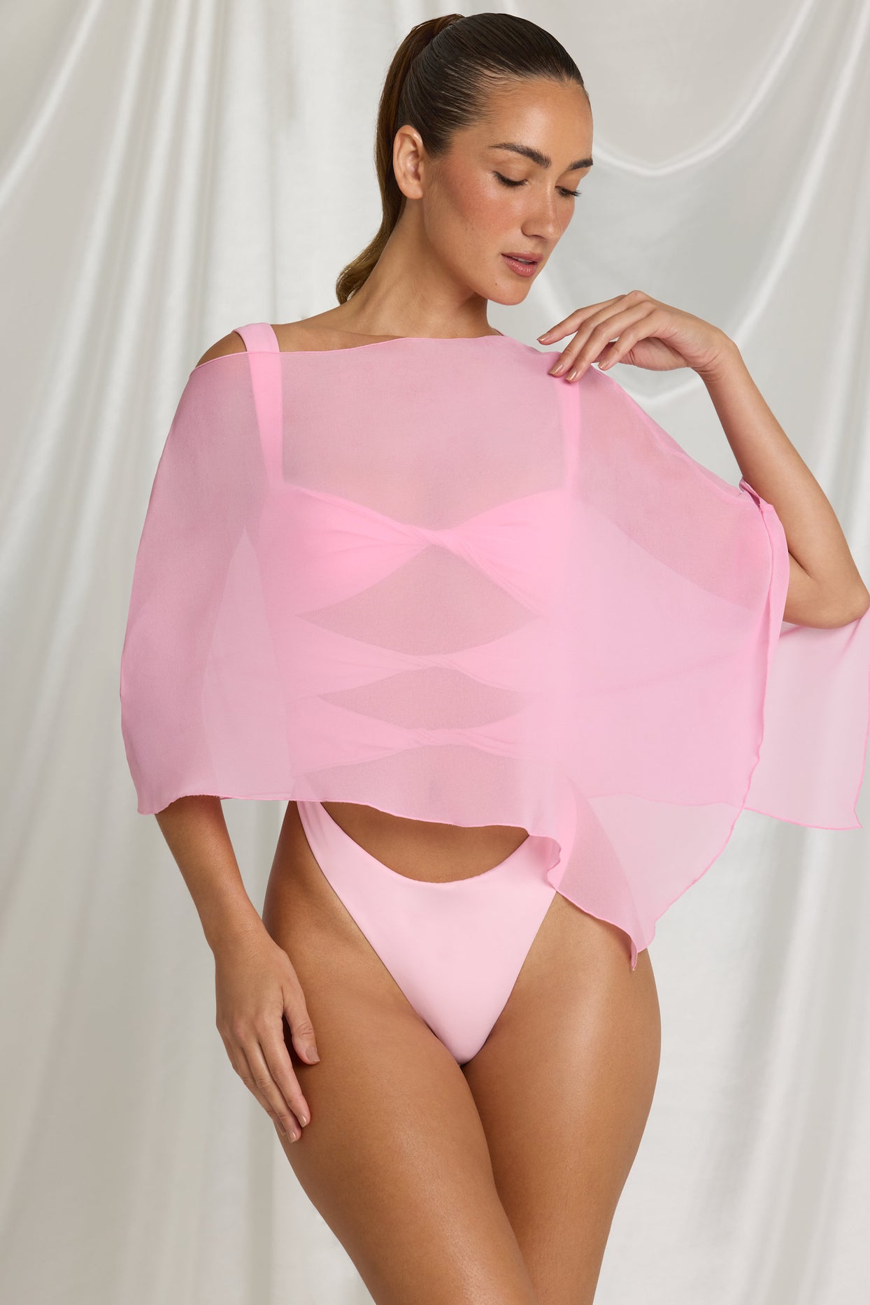 Sheer Poncho in Candyfloss Pink - 6