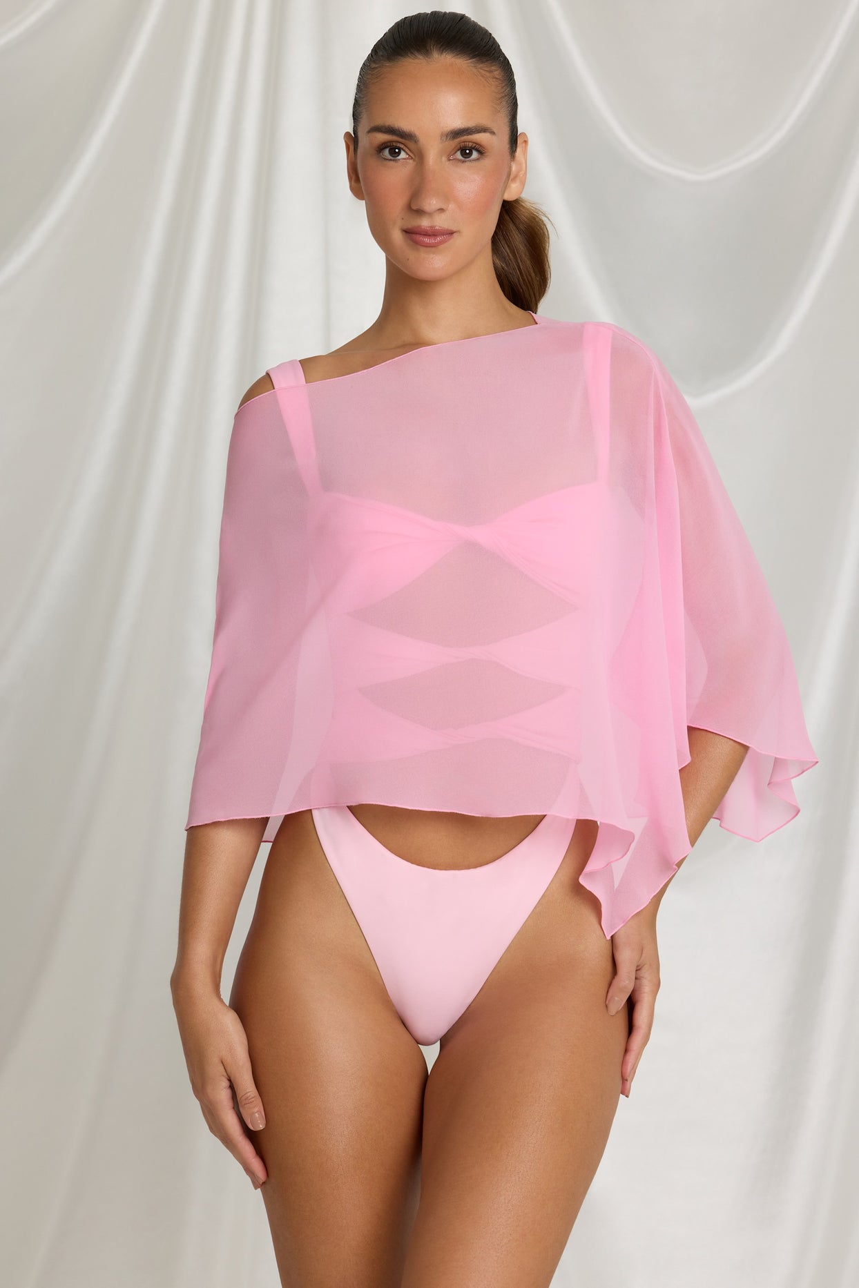 Sheer Poncho in Candyfloss Pink - 8