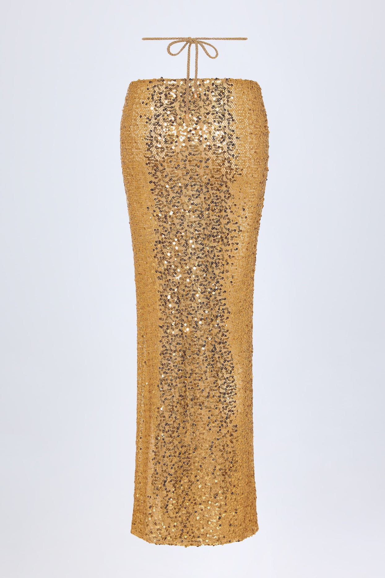 Embellished Hardware-Detail Strappy Maxi Skirt in Gold - 5