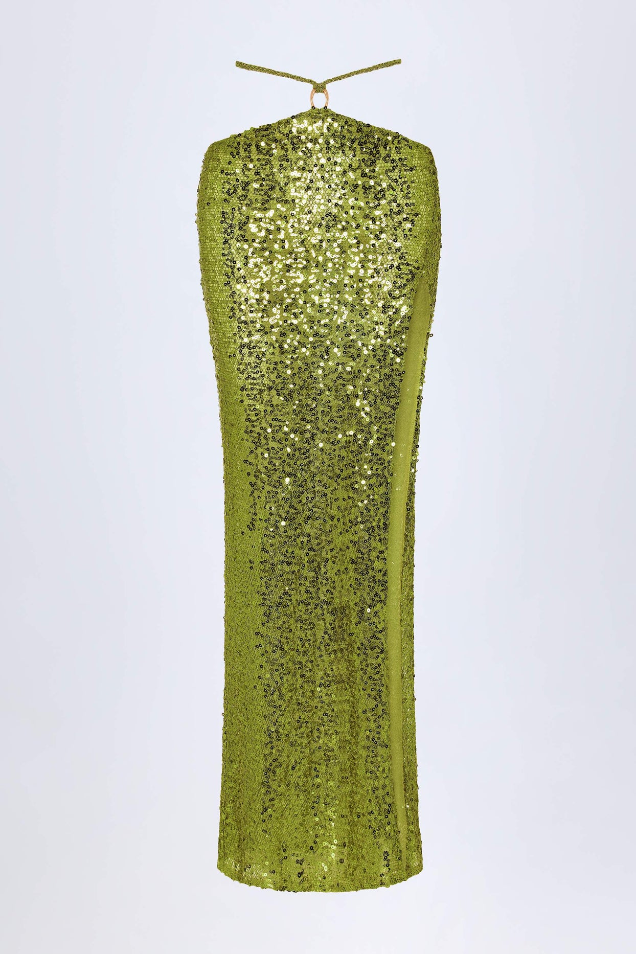 Embellished Hardware-Detail Strappy Maxi Skirt in Olive Green - 4