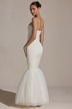 Adelpha Tulle Hem Fishtail Gown in Ivory | Oh Polly 10 Adelpha Tulle Hem Fishtail Gown in Ivory | Oh Polly 10